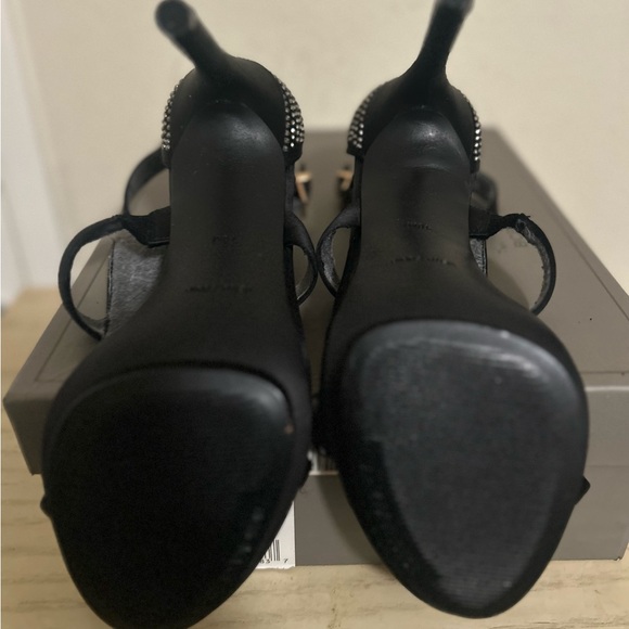 BCBGMaxAzria Lilie black satin crystal stilettos - Picture 7 of 10